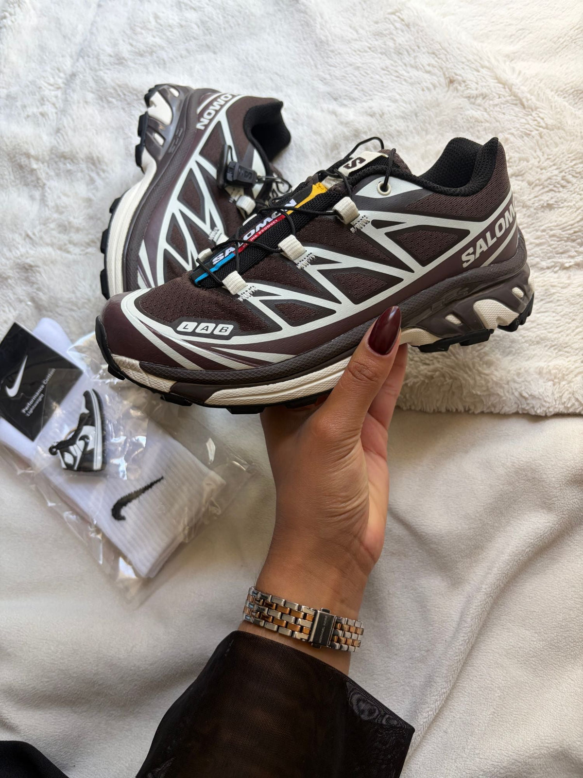 Salomon XT-6 chocolat et vanille, vue latérale